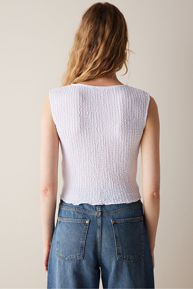 Textured Beyaz Üst - 5