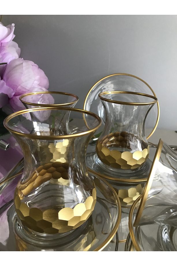 Petek Gold Aurora 12 Parça Çay Takımı Bardak Seti - 5
