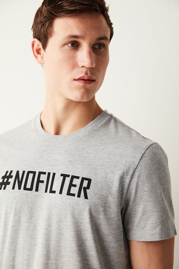 No Filter Slogan Baskılı Şortlu Pj Set - 3