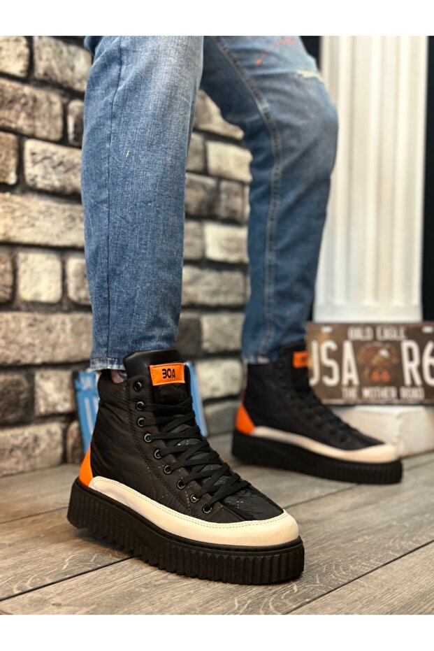 BA0811 BOA Siyah Deri Suni Deri Günlük Unisex Bot – Hafif Yapı - 6