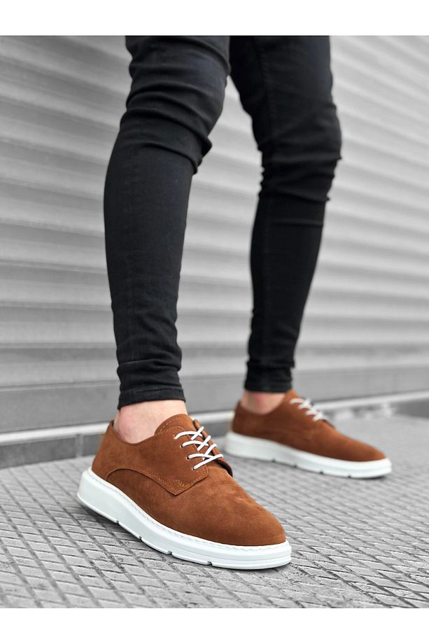 Ba0003 Bağcıklı Süet Klasik Taba Beyaz Yüksek Taban Casual Erkek Ayakkabı - 3