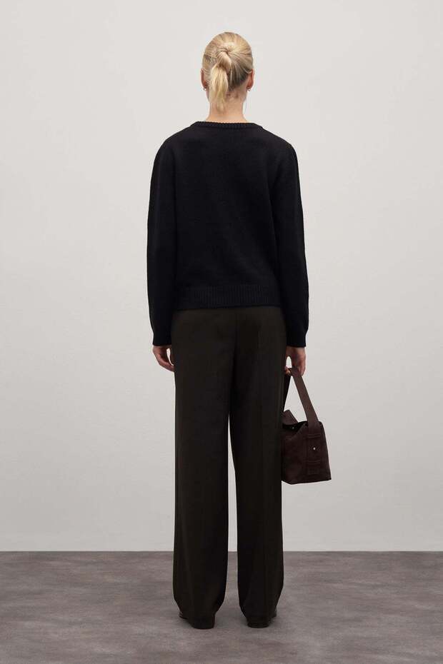 Black Basic Wool Knitwear Sweater - 5