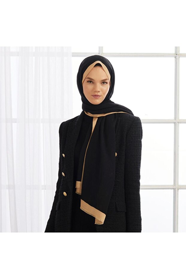 Monogram Şal - Siyah Bej - 1