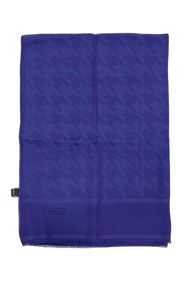 Crowbar Patterned Monogram Shawl - Saks Blue - 1