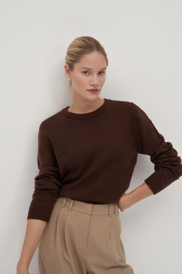 Brown Basic Wool Knitwear Sweater - 2