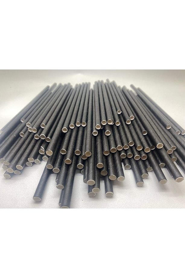 6x197 Mm Siyah Kağıt Pipet 200 Adet - 2