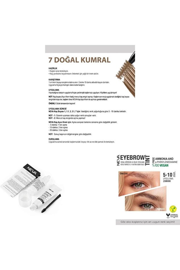 Eyebrow Tint Vegan Kaş Boyası Seti 7 Doğal Kumral - 2