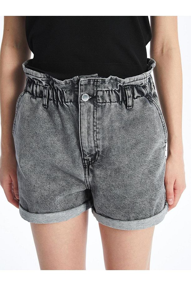 LCW Jeans Kadın Beli Lastikli Düz Jean Şort - 4