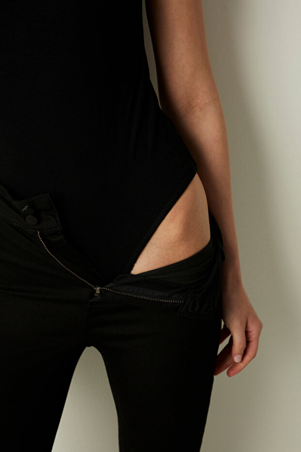 Siyah Square Neck Bodysuit - 3