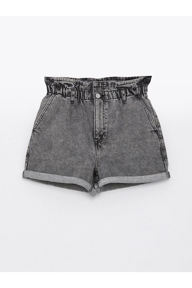 LCW Jeans Kadın Beli Lastikli Düz Jean Şort - 5