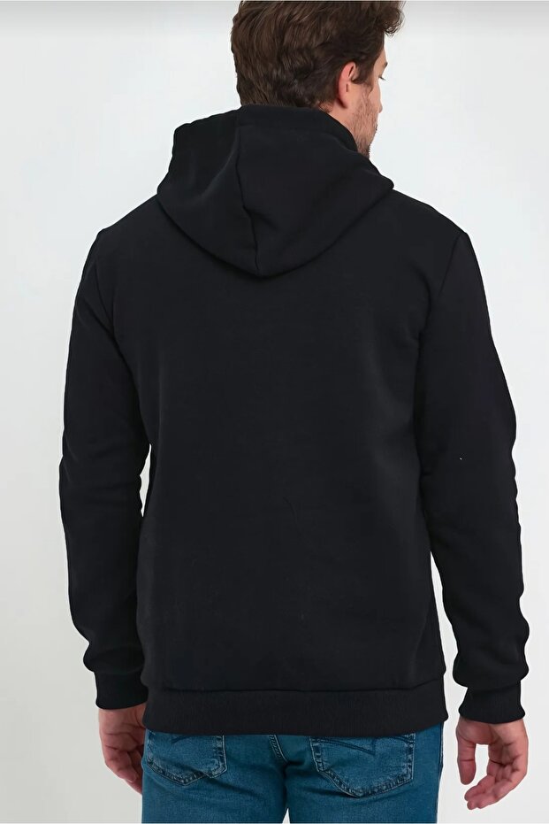 Unisex Siyah Basic Sweatshirt - 5