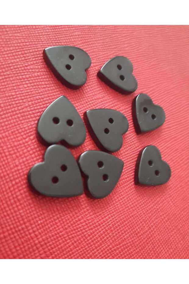 Black Polyester Heart Button - 1.5 Cm, 1 Pack 8 Pieces