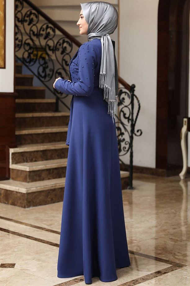 Manolya Tesettür Elbise İndigo - 6