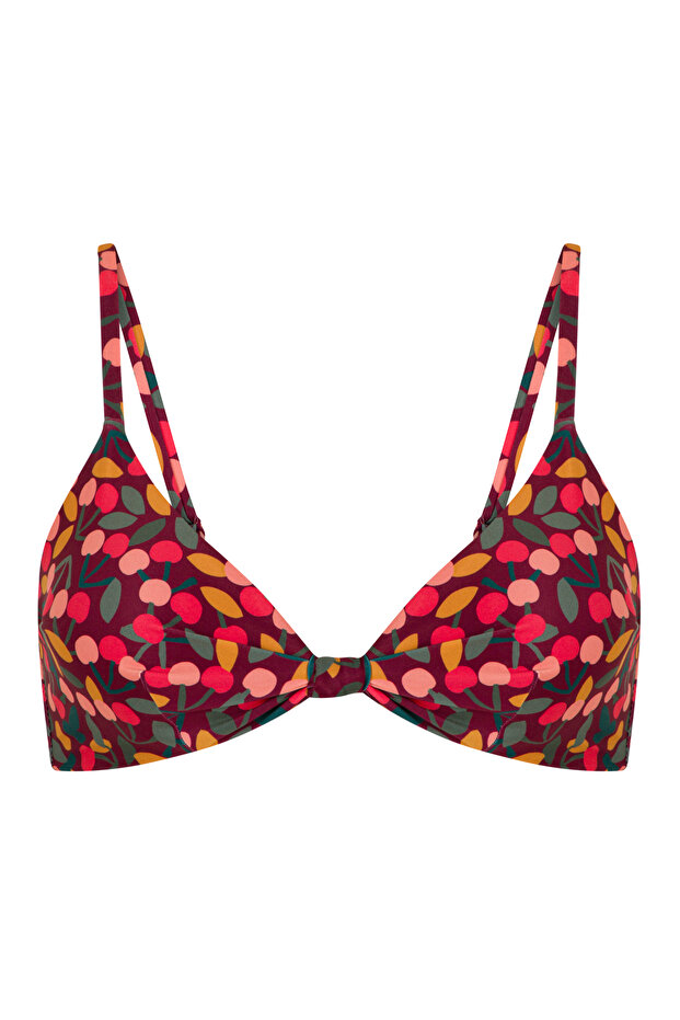 Cherry Üçgen Knot Bikini Üstü - 6