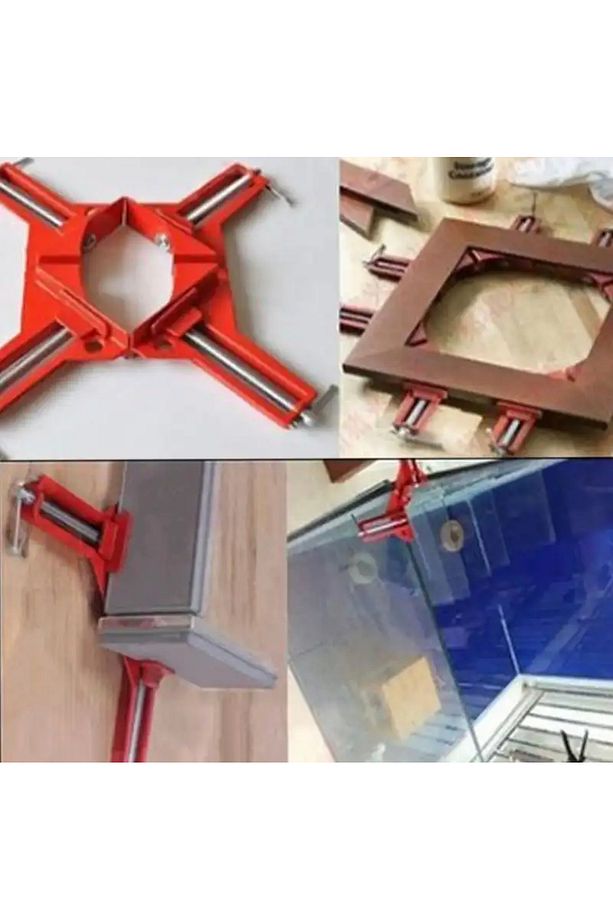 4 Adet 90 Derece Sağ Kelepçe Ahşap Metal Kaynak Çerçeve Mengene Seti Köşe Gönye Dik Açılı Kelepçe - 3