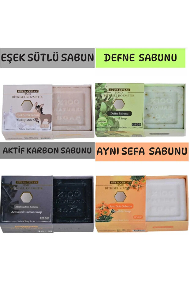 Donkey Milk-Lavender-Activated Charcoal-Marigold 125 Gr X 4 Pcs. Herbal Soap