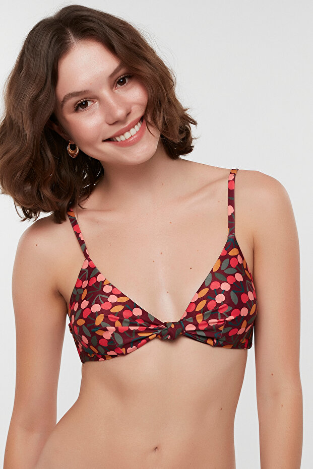 Cherry Üçgen Knot Bikini Üstü - 2