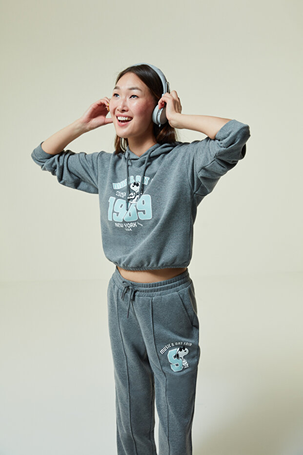 Hooded Crop Sweatshirt - 1