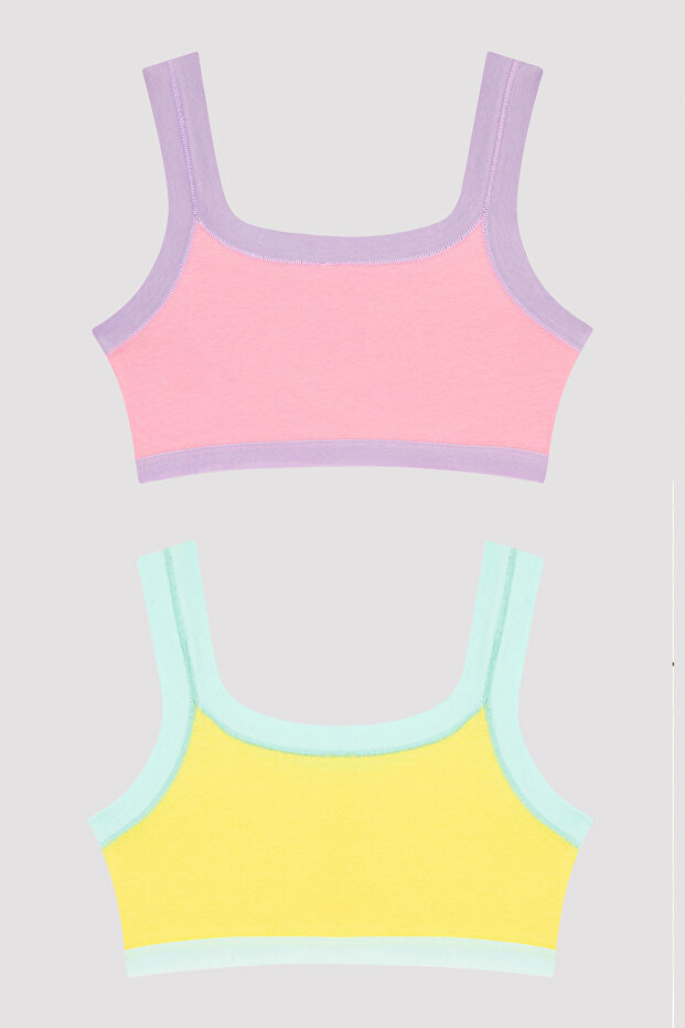 Renkli Kız Çocuk Basic 2li Spor Üst - 1