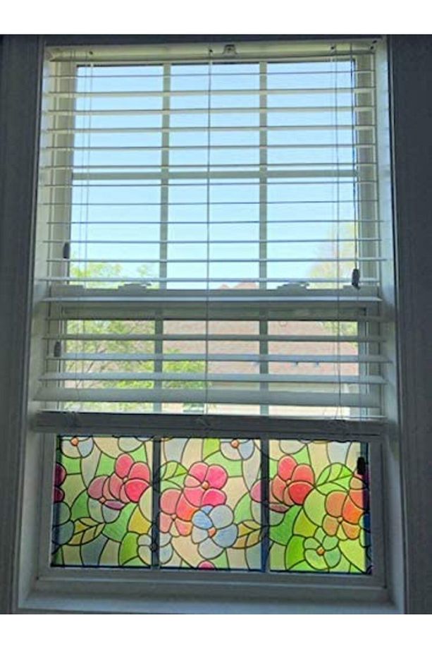 346-0117 Kendinden Yapışkanlı Çiçekli Cam Vitray Folyo (45CM X 2MT) - 5