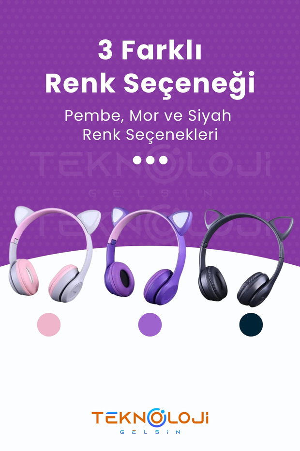 Kedi Kulaklık Kız Erkek Çocuk Kulaklığı Kulaküstü Işıklı Mikrofonlu Kablosuz İngilizce Eğitim Klaklk - 8
