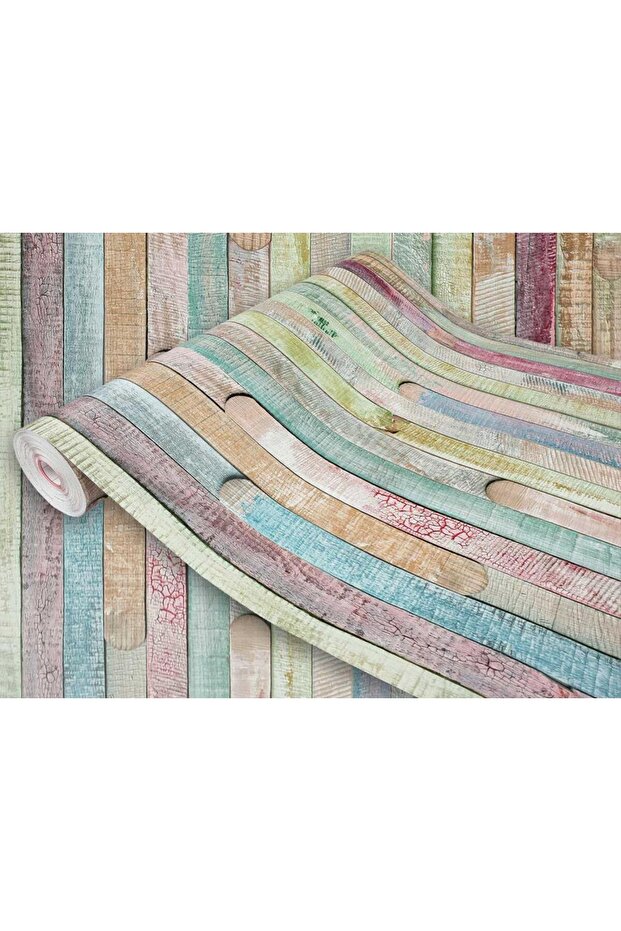 446-3196 Renkli Ahşap Desen Yapışkanlı Folyo (45CM X 2MT) - 1