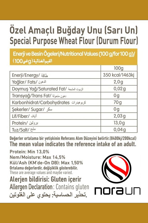Sarı Buğday Unu ( Durum Buğdayı) 1 Kg 2 Adet (vegan) - 2