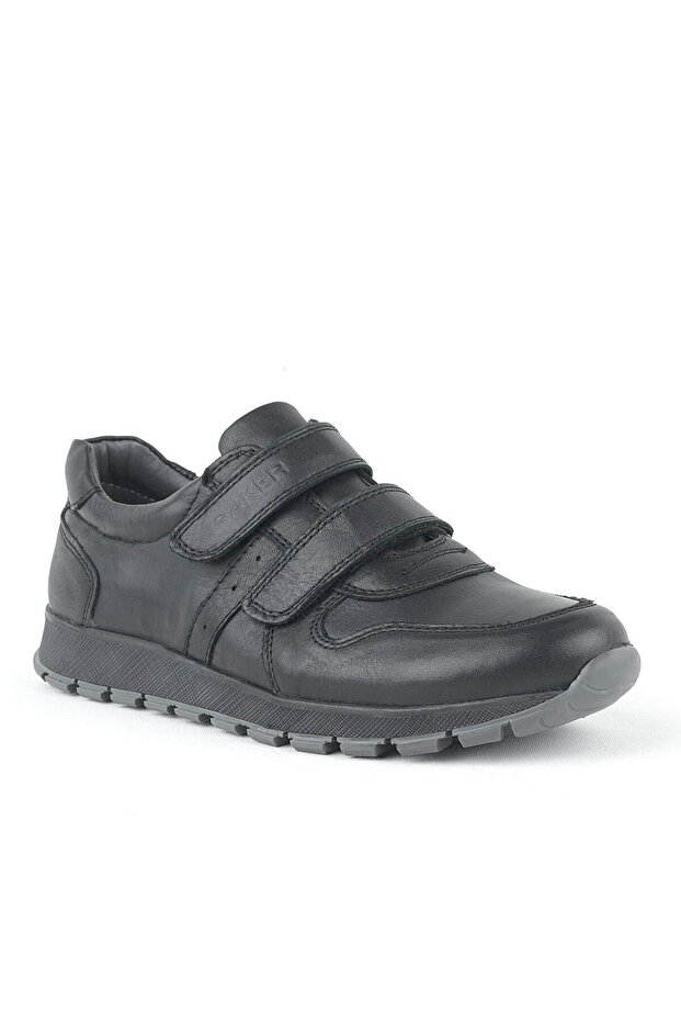 Genuine Leather Black Velcro Sports Kids Shoes Sneakers
