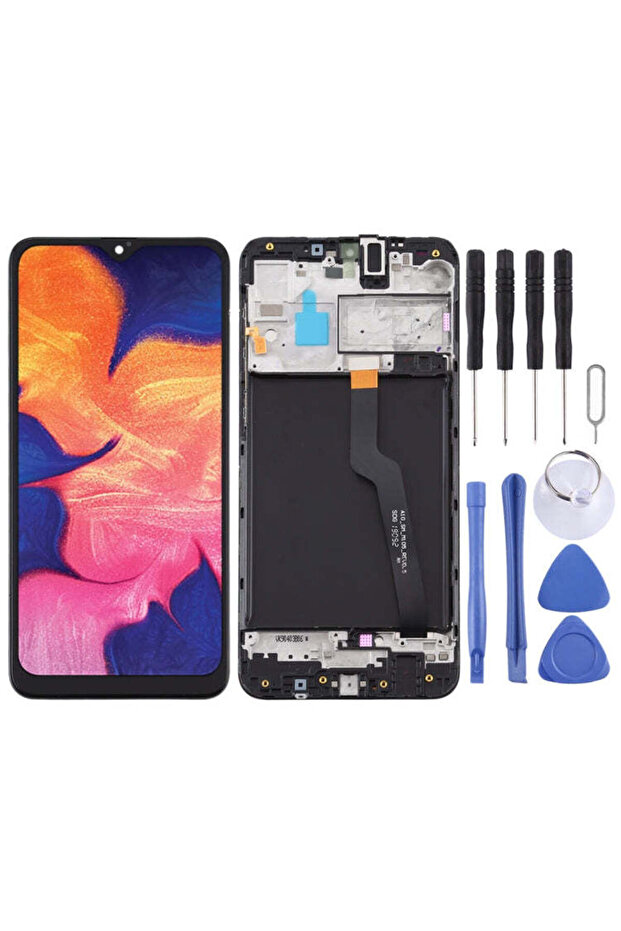 . Galaxy A10 SM A105F LCD Ekran Çerçeveli +Tamir Seti Siyah - 1