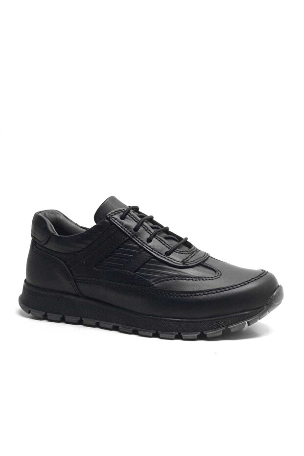 Genuine Leather Black Lace-Up Boys' Sports School Shoes