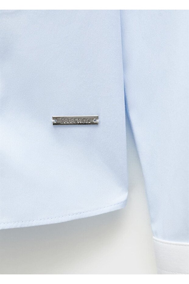 Kontrast detaylı poplin gömlek - 7