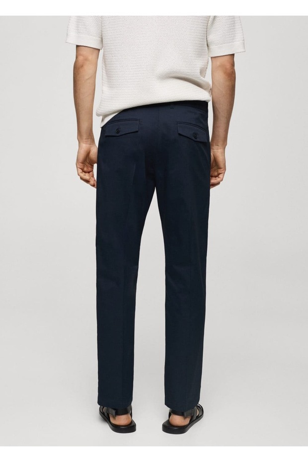 Regular kesim kalıplı pamuklu pantolon - 4