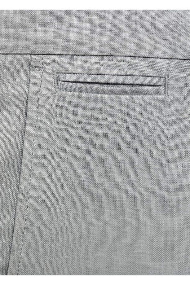 Dar kesim %100 keten bermuda şort - 7