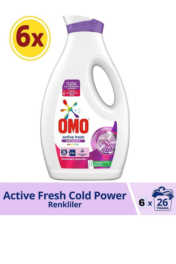 Sıvı Çamaşır Deterjanı Active Fresh Cold Power Renkliler 1690 ml X 6 - 1