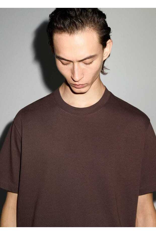 %100 pamuklu rahat kesim basic tişört - 7