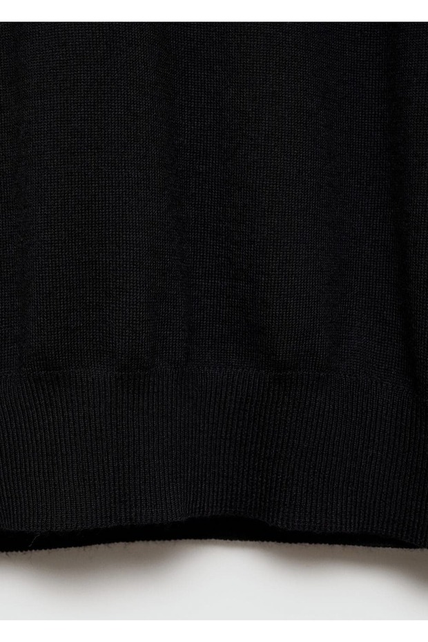 %100 Merino Yünlü Fermuarlı Yakalı Kazak - 5