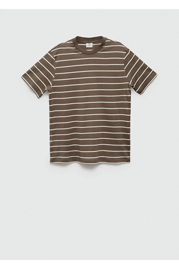 Pamuklu Çizgili Tişört - 3