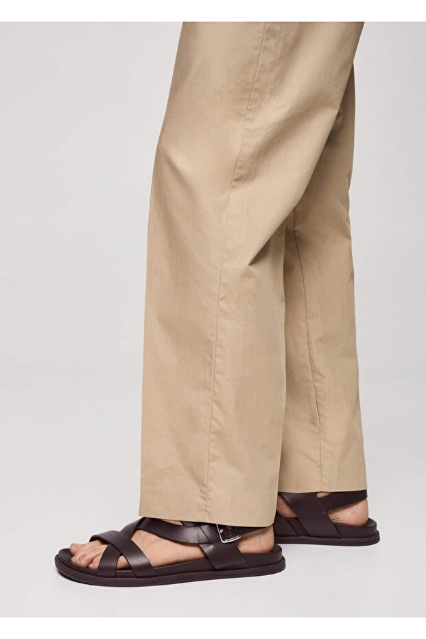 %100 Deri Çapraz Askılı Sandalet - 2