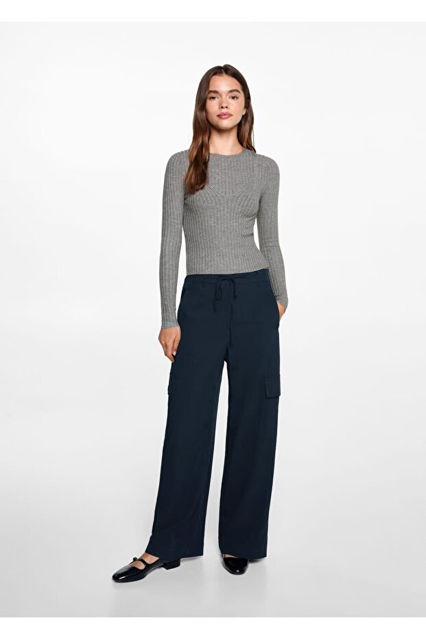 Dökümlü kargo pantolon - 2