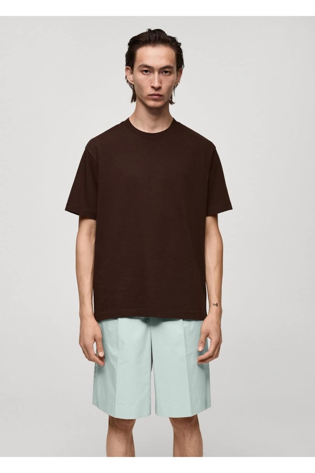 %100 pamuklu rahat kesim basic tişört - 1