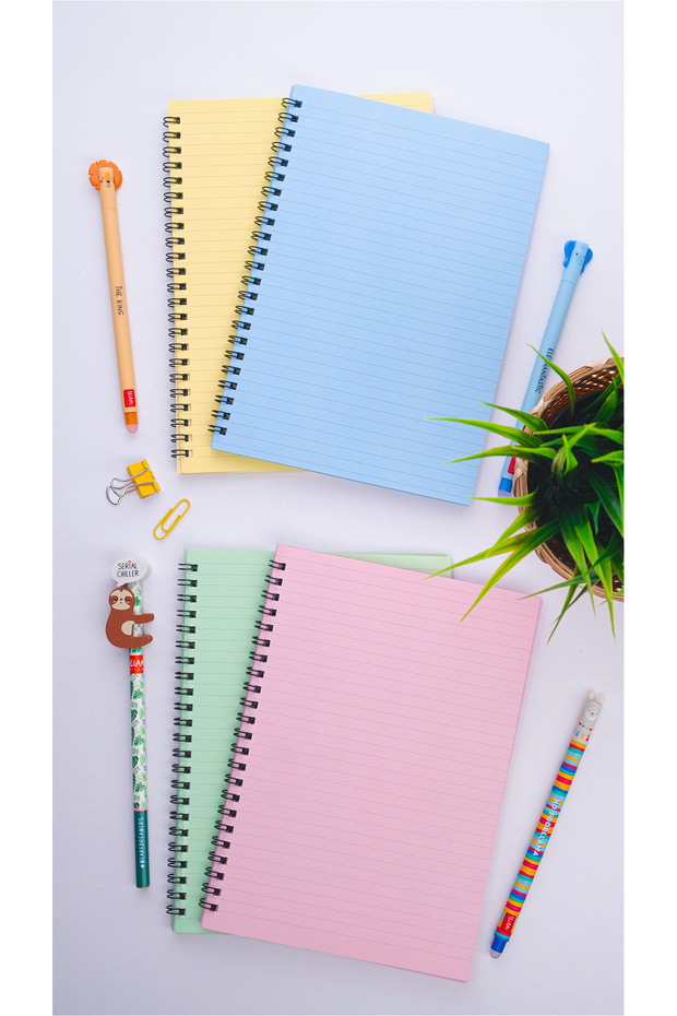A5 Spiral School Notebook 50 Sheets 100 Pages Set of 4 - Colored Notebook - Lined Notebook - 6