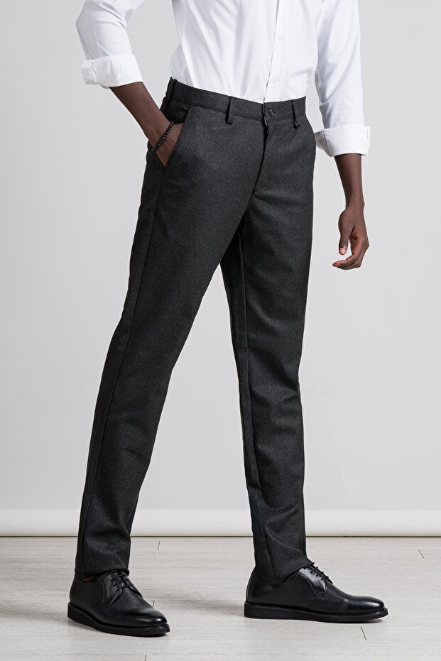 Armürlü Bitik Desenli Regular Fit Kışlık Kumaş Pantolon - 3