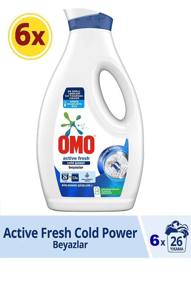 Sıvı Çamaşır Deterjanı Active Fresh Cold Power Beyazlar 1690 ml X 6 Adet - 1