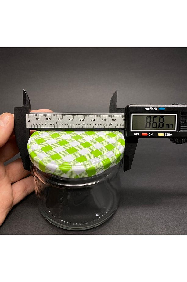 10 Adet 330 Cc Cam Magnolia Kavanozu Yeşil Ekose Kapaklı - 3