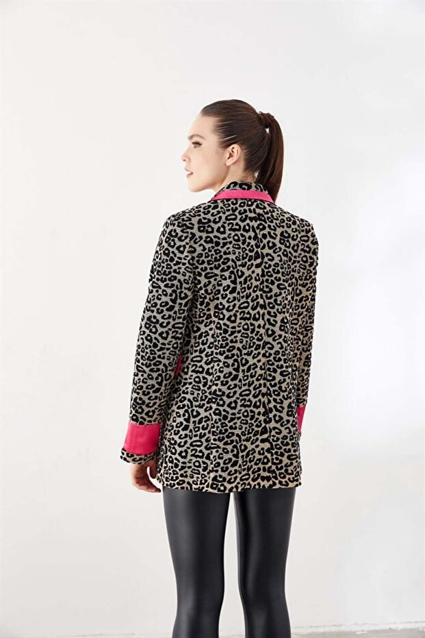 Leopard Patterned Jacket Fuchsia - 5