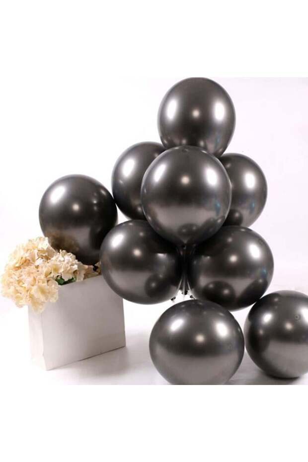 12" Chrome Graphite Black Balloon Balloon 5 Pcs