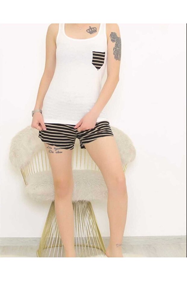 KOLSUZ ŞORTLU PİJAMA TAKIMI - 2