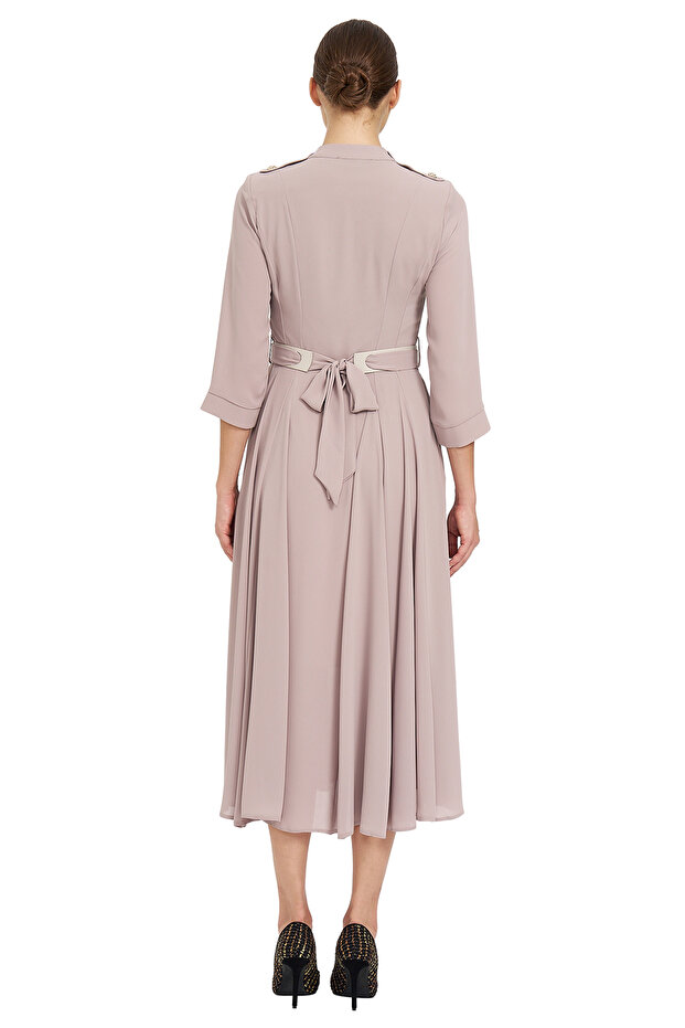 Hakim Yaka Şifon Elbise - 3