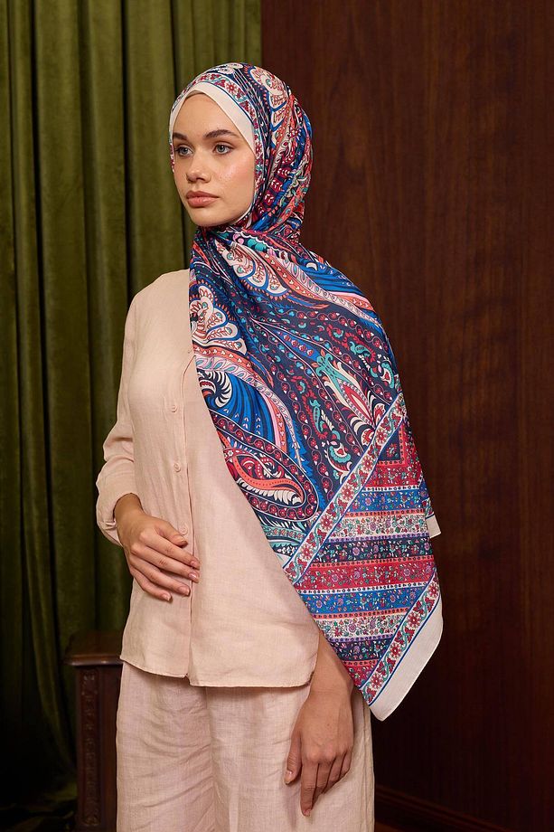 Marrakech Koleksiyon Soft Şal Lacivert Mavi 3047-05 - 4