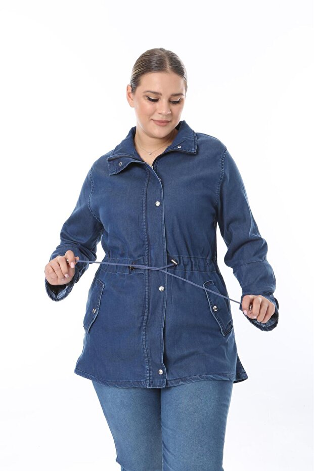 Plus Size Denim Jacket - 5